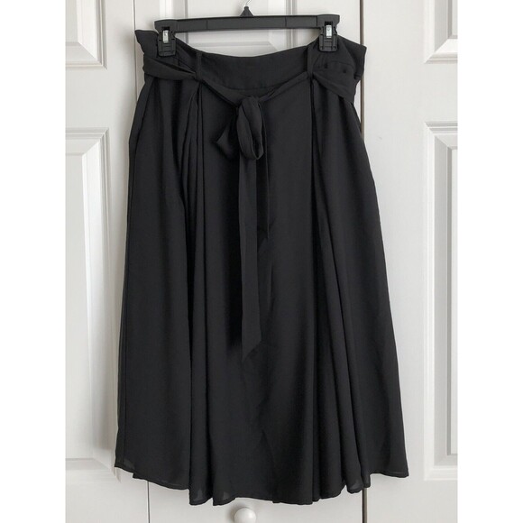 H&M Women's Zip Back Casual Solid Knee-Length Skirt Black Size 12 %% - Picture 2 of 11